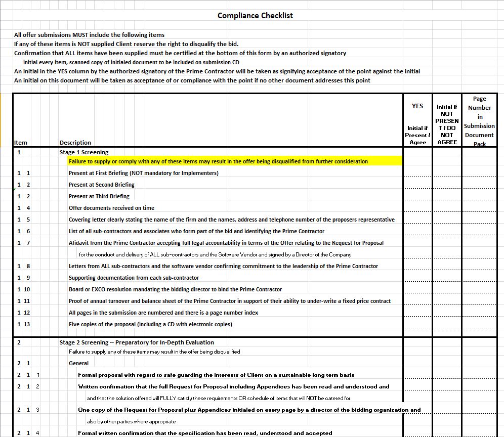Procurement 07 Bid Compliance Checklist